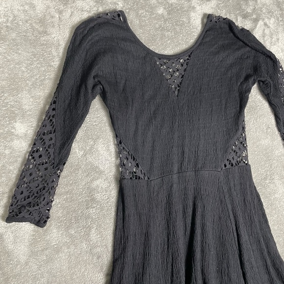 Free People Dress Womens Small To The Point Black Whimsigoth Dark Romantic Punk - Picture 6 of 9